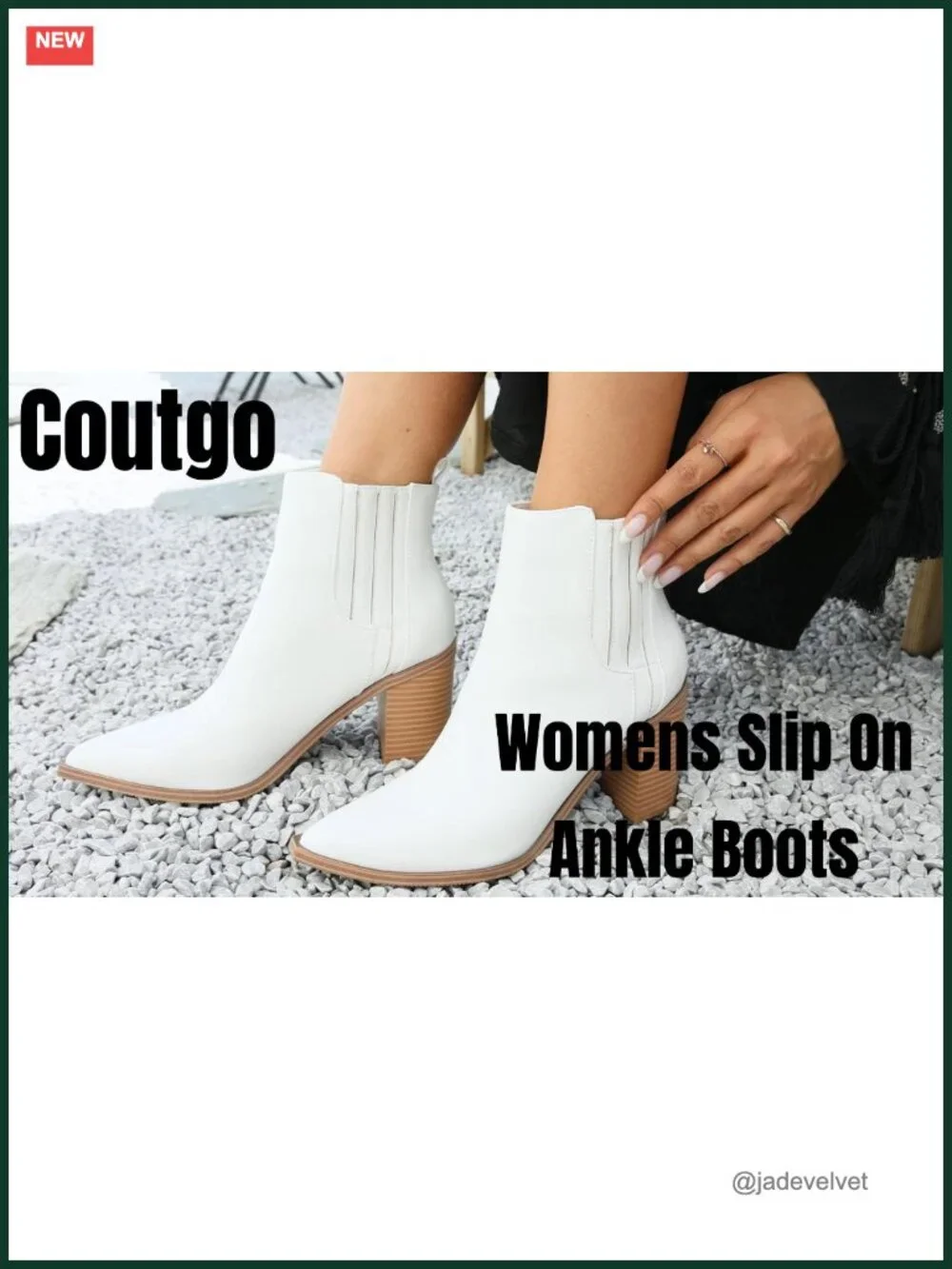 Womens Ankle Boots Slip On Pointed Toe Chunky Block Mid Heel Faux Leather
